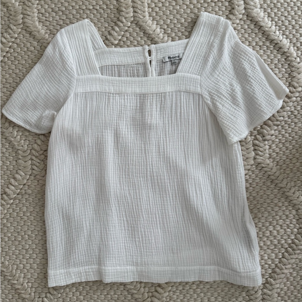 Madewell White Square Neck Blouse